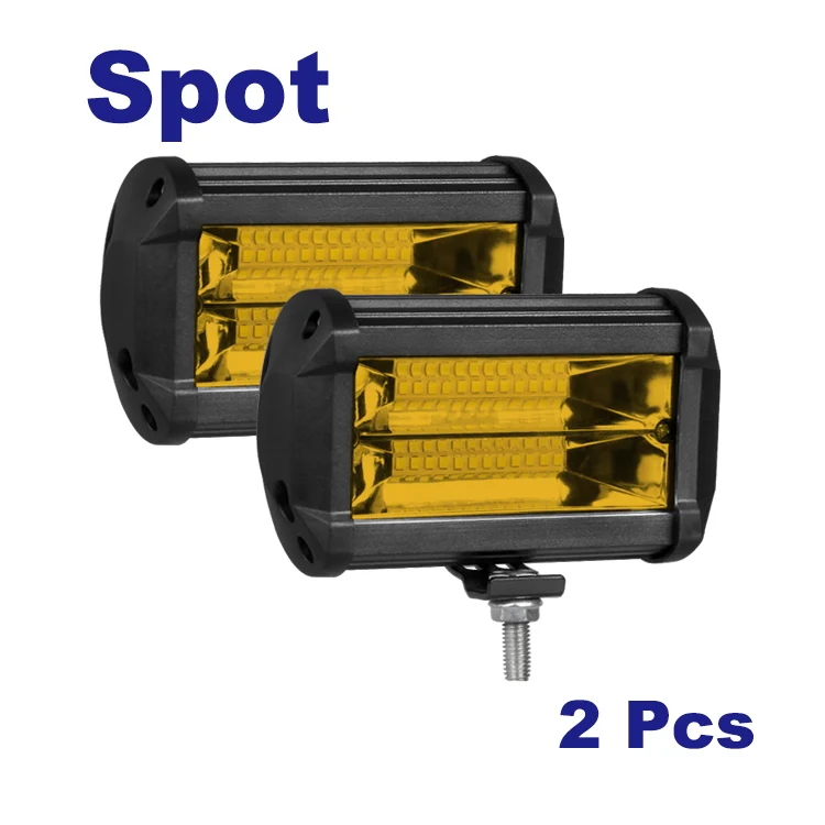 2 шт. светодиодный светильник 72 вт светодиодный рабочий светильник для грузовика точечный/прожектор светодиодный светильник для автомобиля ATV 4x4 внедорожный джип трактор 12 в/24 в бар - Цвет: 2Pcs spot yellow