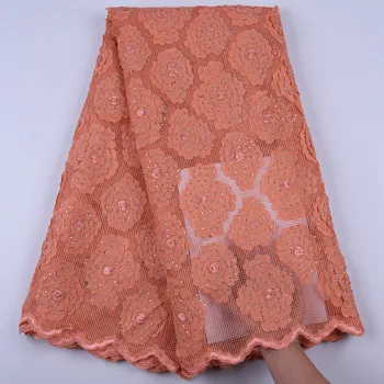 

Nigerian Mesh Lace Fabric Embroiderey 3D Flower African Net Lace Fabric High Quality French Tulle Lace Fabric Party Design 1699B