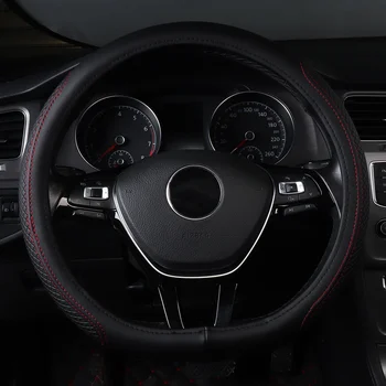 

Car Steering Wheel Cover Non Slip Genuine Leather Accessories for Vw Volkswagen Tiguan Allspace L 2017 2018 Mk2 Touareg 2014