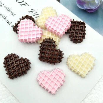 10pcs/lot  Food Cabochon Cute Resin Heart-Shaped Biscuit  Flat back For Scrapbooking Craft Embellishment Mobile Decoration 1