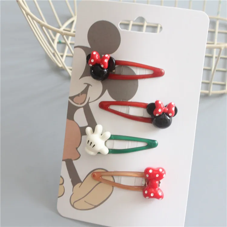 4 шт./компл. disney малыш Шпильки Микки и Минни Маус головной убор для девочек детей Заколки для волос аксессуары для куклы заколка для волос украшение в виде банта на BB зажим