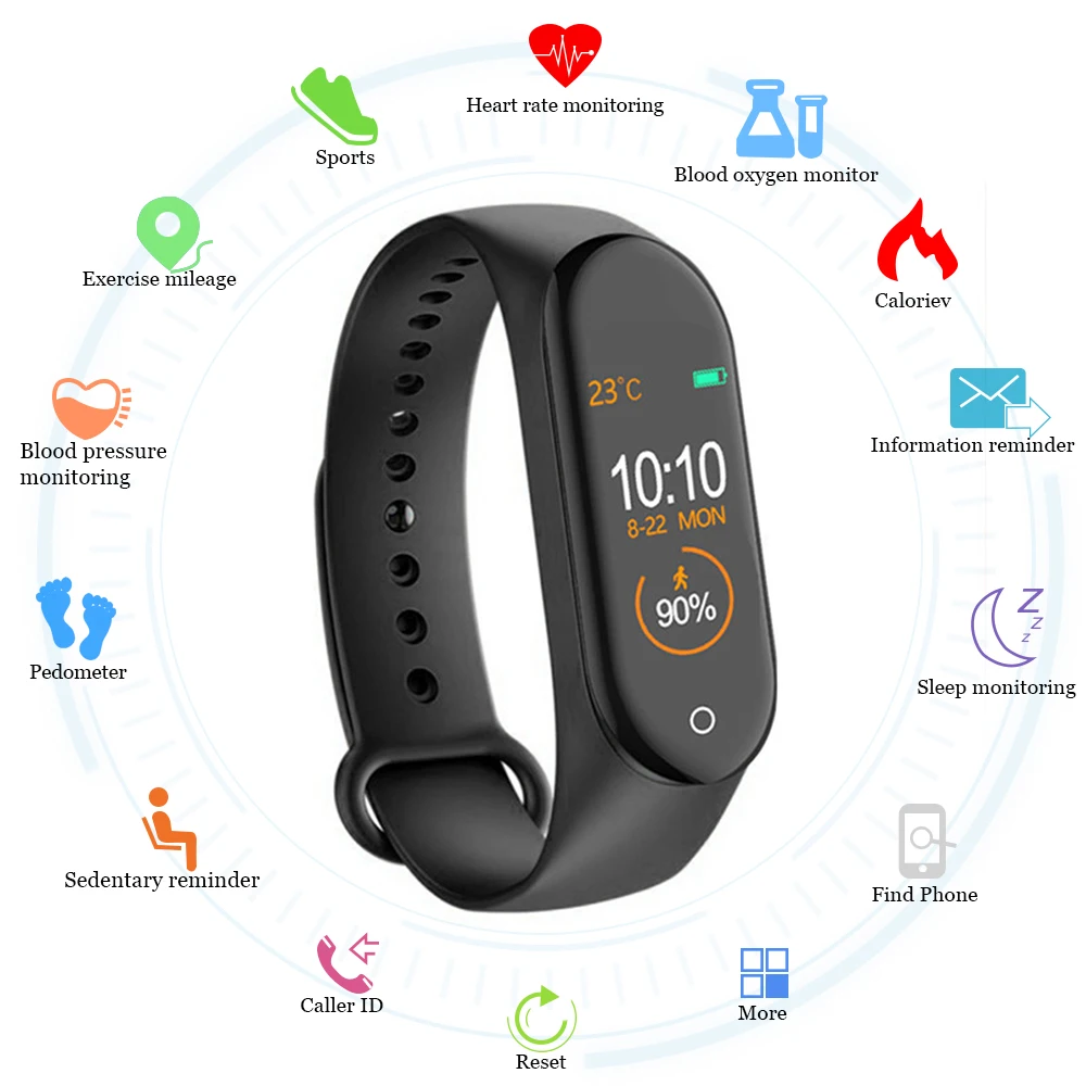 

M4 Smart band 4 Fitness Tracker Uhr Sport armband Herz Rate Blutdruck Smartband Monitor Gesundheit Armband PK mi band 4