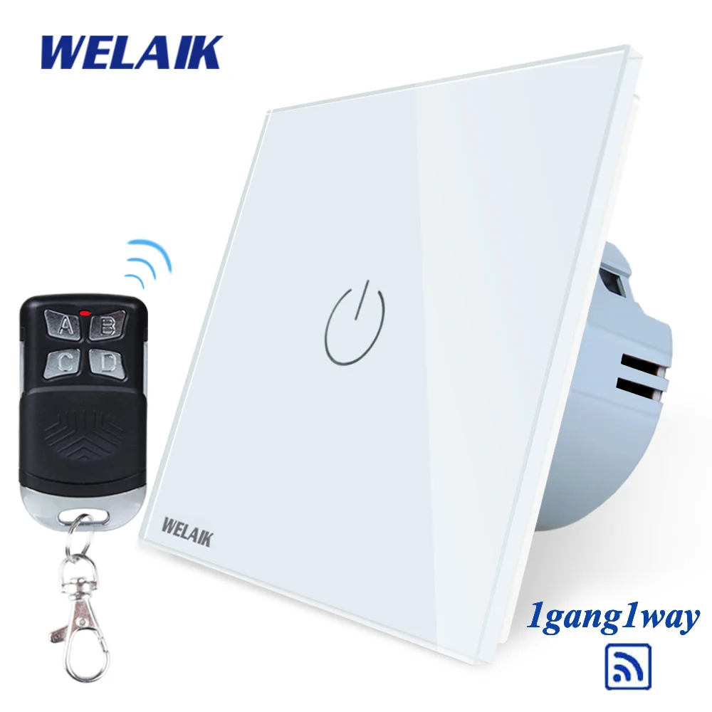 

WELAIK Glass Panel Switch White Wall Switch EU remote control Touch Switch Light Switch 1gang1way AC110~250V A1913XW/BR01