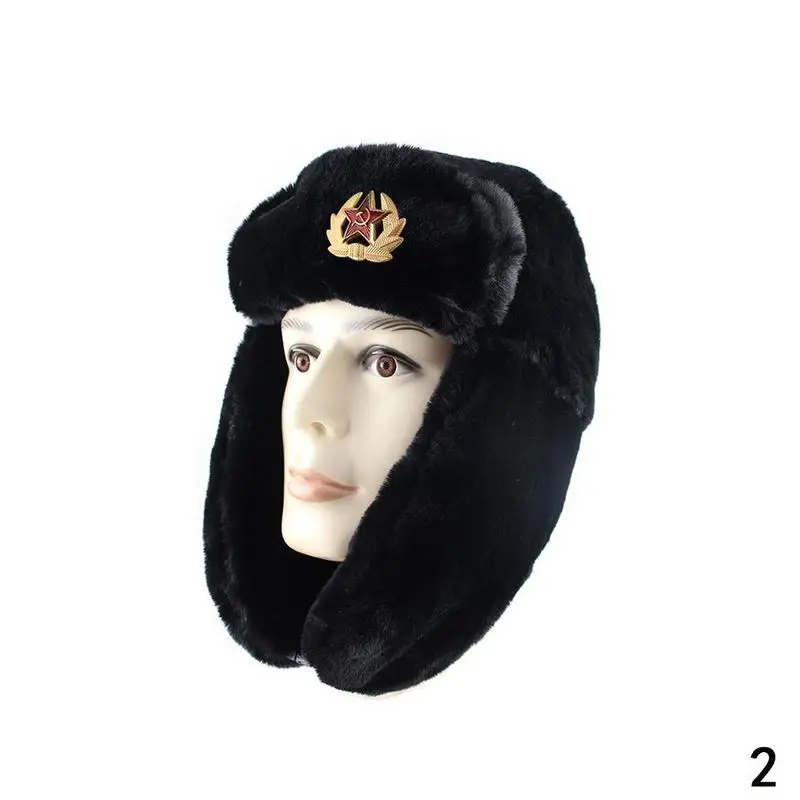 mad bomber trapper hat Soviet Army Military Badge Russia Ushanka Warm Hats Caps Rabbit Winter Women Outdoor Men Earflap Warm Hats Faux Fur Thick L3U8 best men's bomber hats