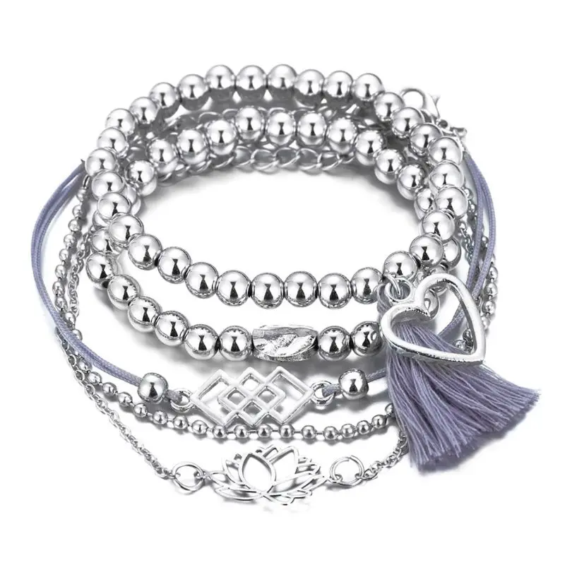 

1 Set Fashion Men Women Charm Bracelet Personality Anklet Fringed Bead Chain Beach Style Jewelry
