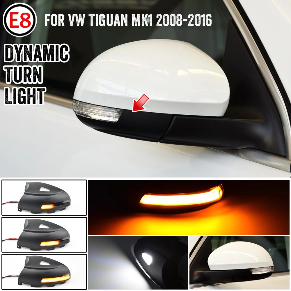 

LED Dynamic Turn Signal Blinker Sequential Side Wing Mirror Indicator Light Puddle Light For VW Volkswagen Tiguan MK1 2008-2016