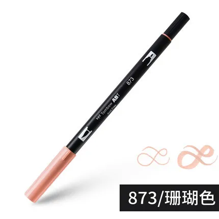 873 Japanese Brand Soft Head Watercolor Pen Nylon Double Head Graffiti Painting Pen Highlighter Marker Pens Art Supplies 24 colors - Color: 873
