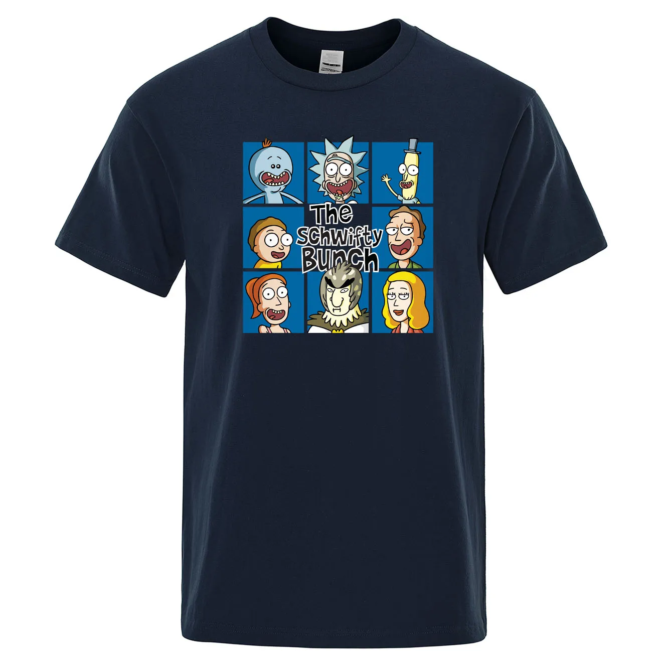 

Rick And Morty T Shirts The Schwifty Bunch Print Tops Men Cotton Tshirt Summer Funny Anime T-Shirt Short Sleeve O-Neck Mens Tees