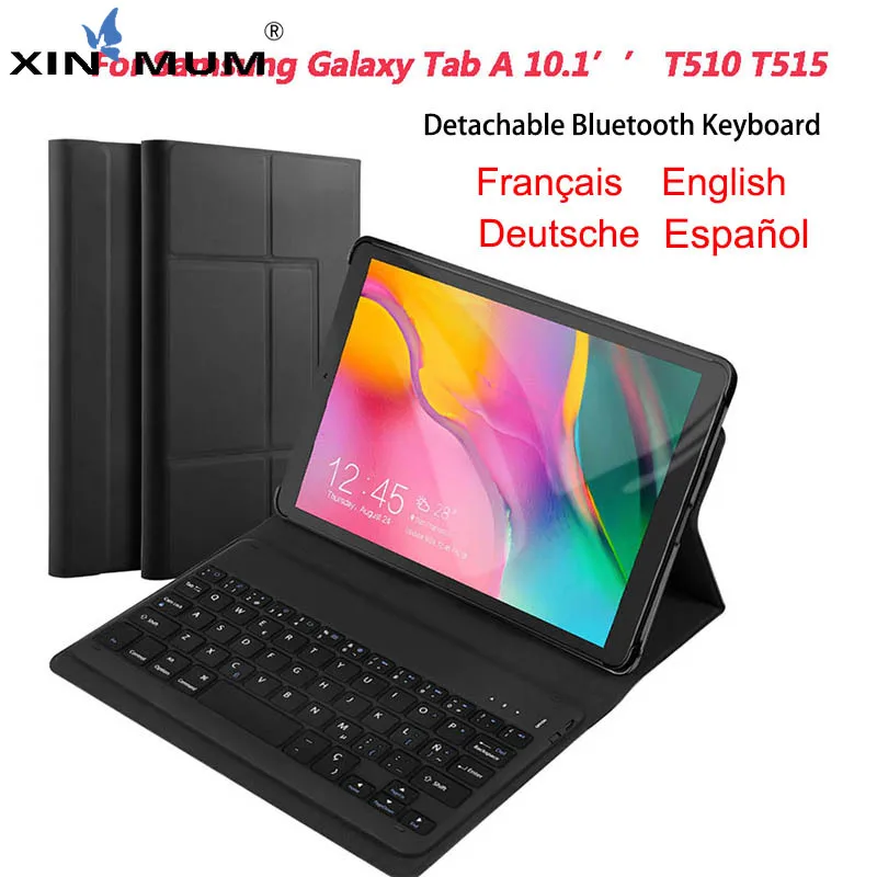 

For Samsung Galaxy Tab A 10.1 T510 T515 Magnetic Adsorption And Detachable Tablet Bluetooth Keyboard Cover With Leather Case