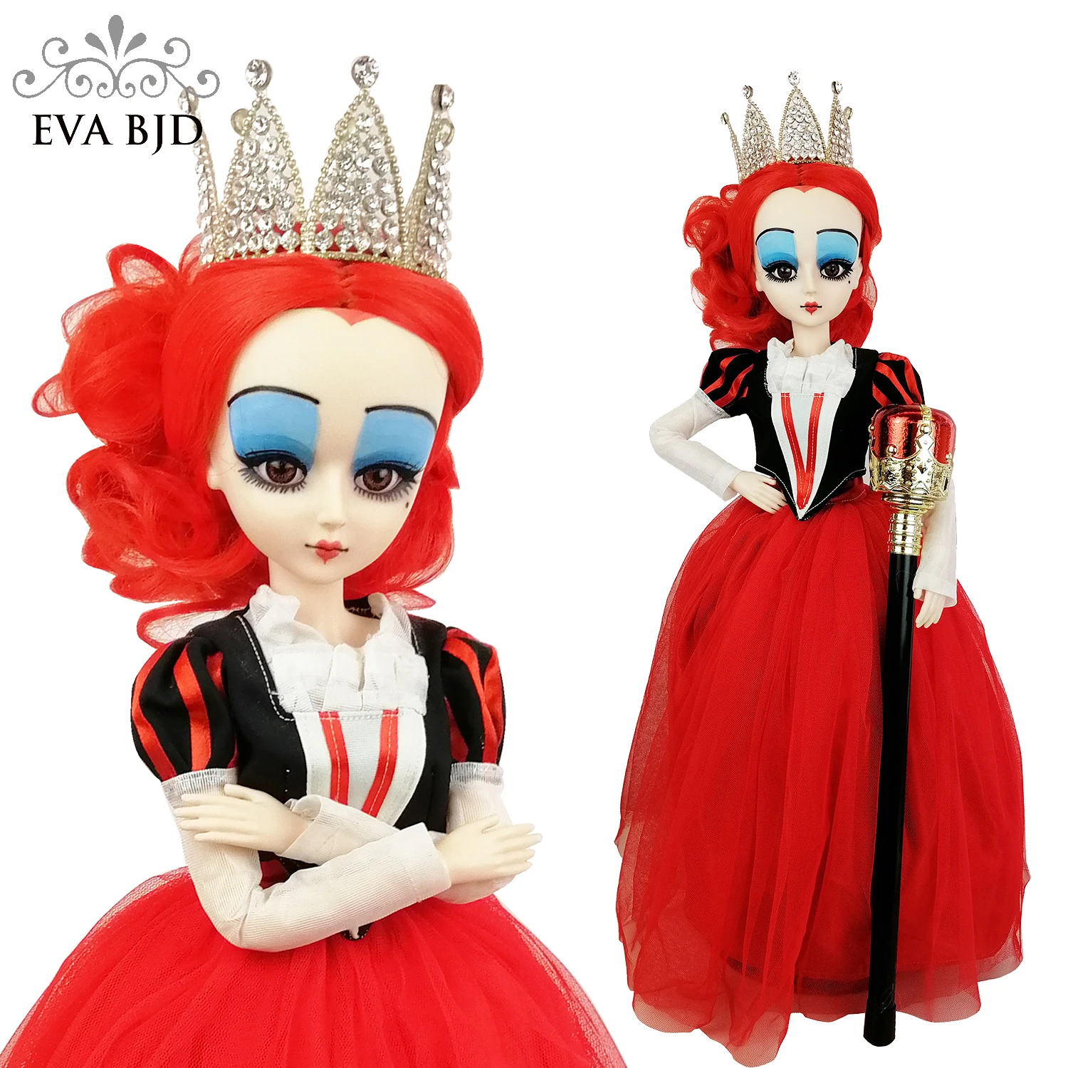 2" Полный Набор EVA BJD большая голова королева в красном 1/3 SD кукла 56 см шарнирные куклы SD игрушка фигурка+ аксессуары парики красное платье Сапоги Подарки