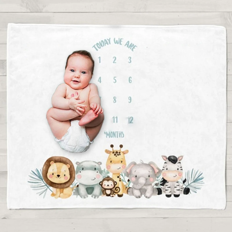 Twin Baby Monthly Record Growth Milestone Blanket Newborn Soft Photography Props Creative Background Cloth