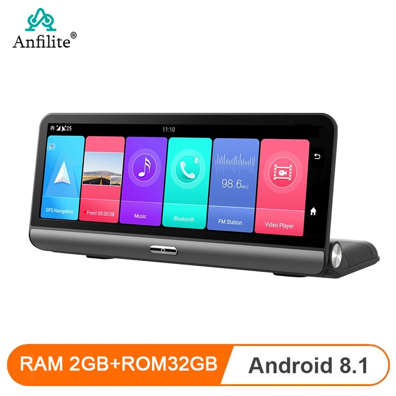 Anfilite 8 Inch Android 8.1 Dashcam 2GB+32GB Dual Lens Free Maps 4G Remote Monitor GPS Navigation Auto Recorder Dashboard | Автомобили и