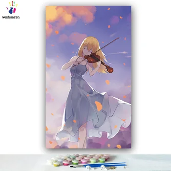 

DIY colorings pictures by numbers with colors Your Lie in April picture drawing painting by numbers framed Home