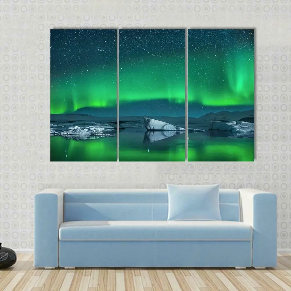 

Icebergs Under Northern Lights 3 pcs HD Canvas Painting Modern Home Decoration Living Room Canvas Print Painting Wall Decor