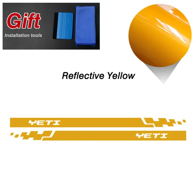 Racing Sport Car Styling Hood Engine Cover Decal Body Graphics Vinyl Side Stripes Skirt Sticker for Skoda Yeti Tuning Accessorie Side-Yellow