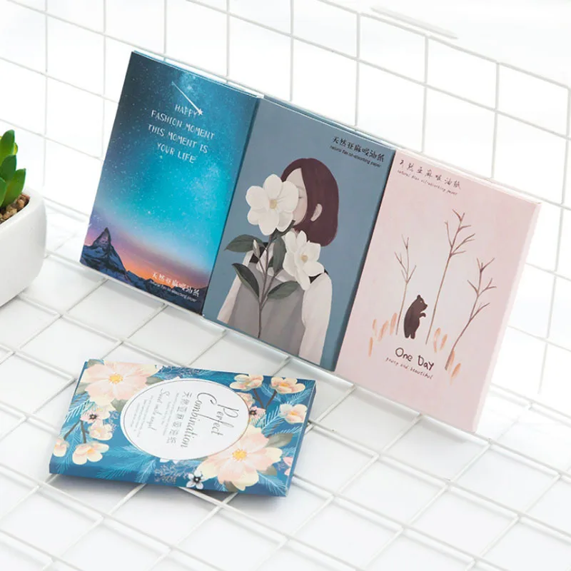 50 sheet Fragrant Face Tissue Linen Face Oil Absorbing Paper Plant Fibres Breathable Blotting Handkerchief Color Random