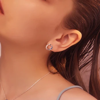 

SA SILVERAG New Zircon Earrings Female Sterling Joyas De Plata 925 Europa Ladies Men's Earrings Women Sterling Silver Two-color