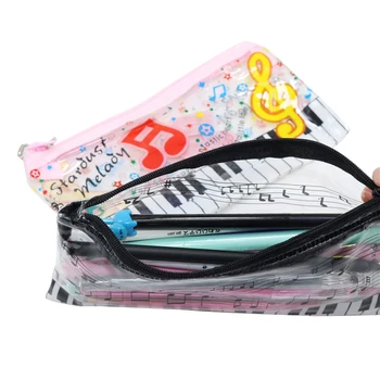 

2 pcs Black Pink Mixed Random Music Zipper Pencil case For Students School Primary and Secondary School Stationery Pencil bag