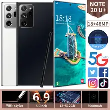 Débloqué 4G téléphone portable intelligent Note20U + Smartphone plein écran 10-core 512 GB Android 10.0 doigt Face ID double caméra