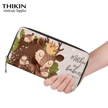 

THIKIN Kawaii Fox Cartoon Print Women Clutch Wallet Cute PU Leather Purse Female High Quality Long Zipper Wallets Porte Carte