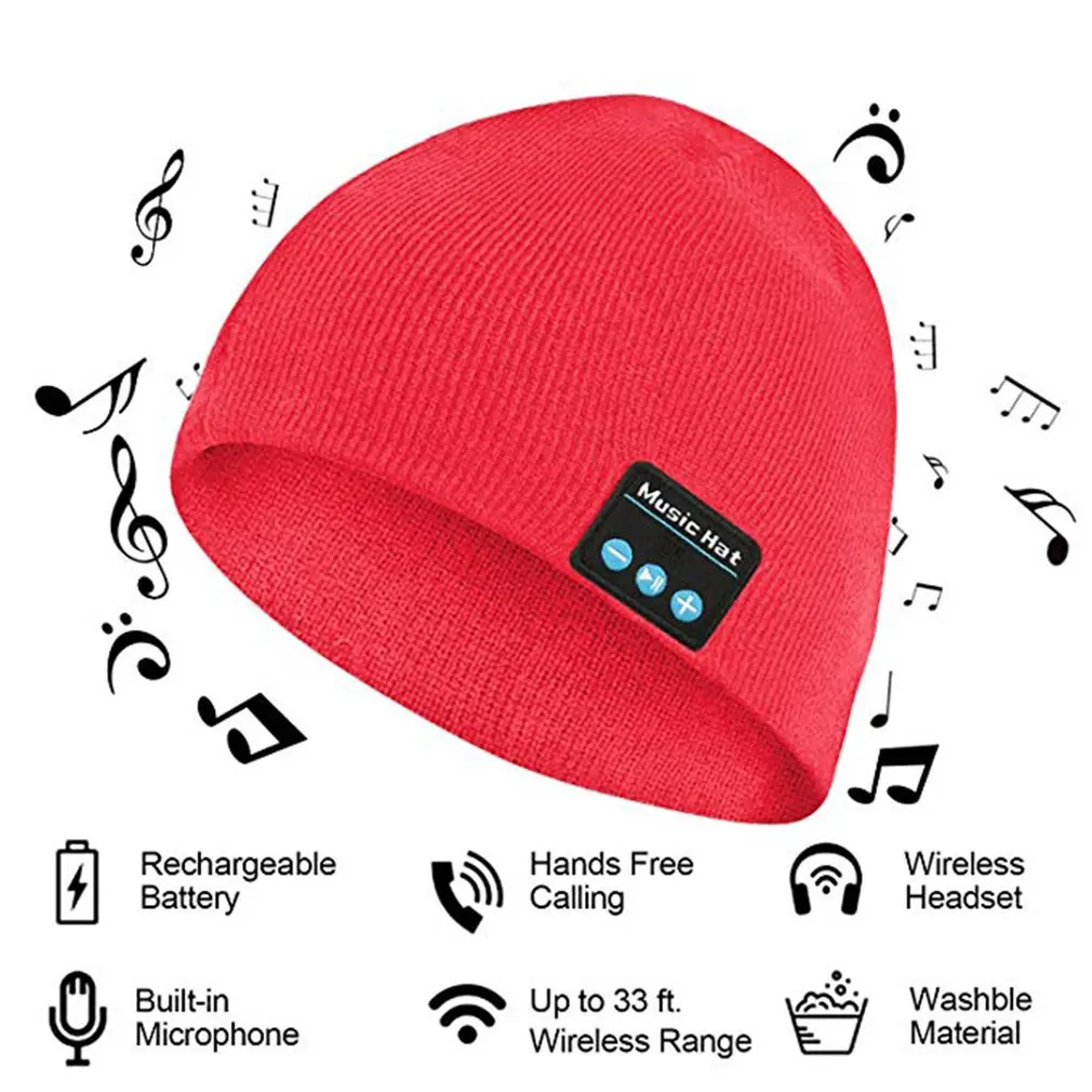 Bluetooth наушники музыкальная шапка зимние беспроводные гарнитура с микрофоном