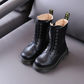 

Children's Martin boots genuine leather autumn 2020 new girls side zipper high school boys' motorcycle boots 4-15 years old
