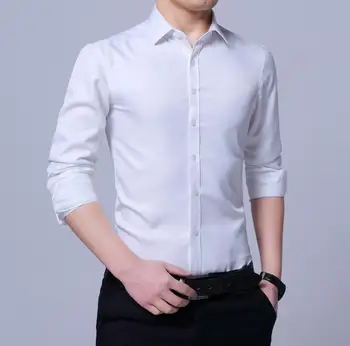 

New 2020 Spring Men's Pure Color Shirt Long Sleeve Slim Fashion Casual Inch Shirt Men's Shirt k3310-1-9
