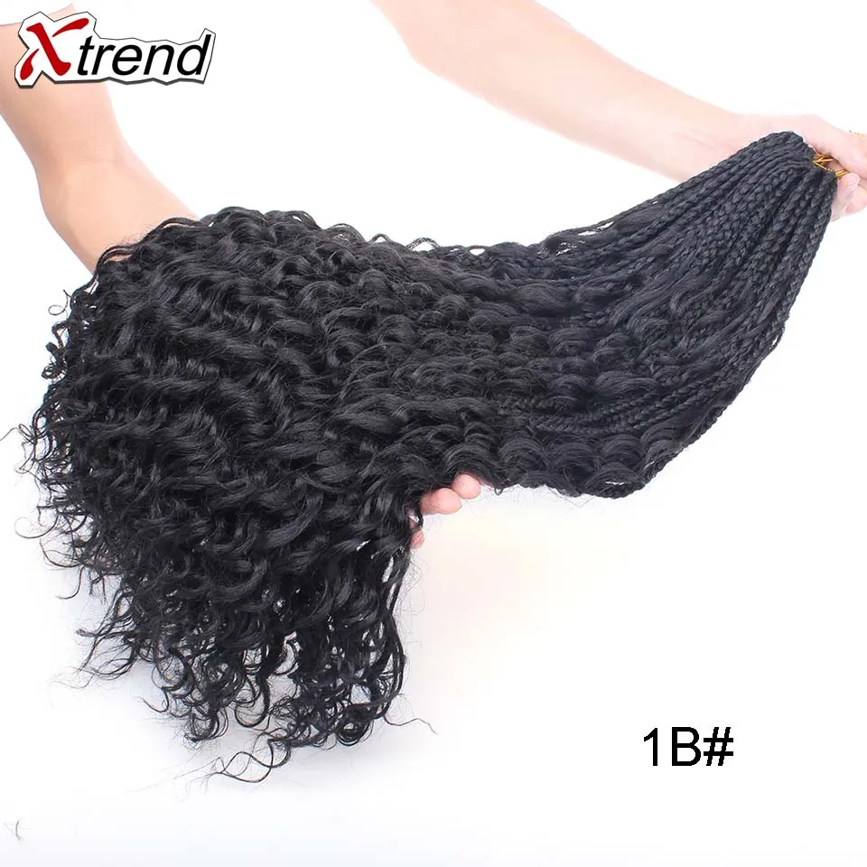 Xtrend Synthetic Boho Crochet Braid Bohemian Box Braids Crotchet Hair Extensions Ombre Braiding Braided Messy Goddess - Цвет: 1B