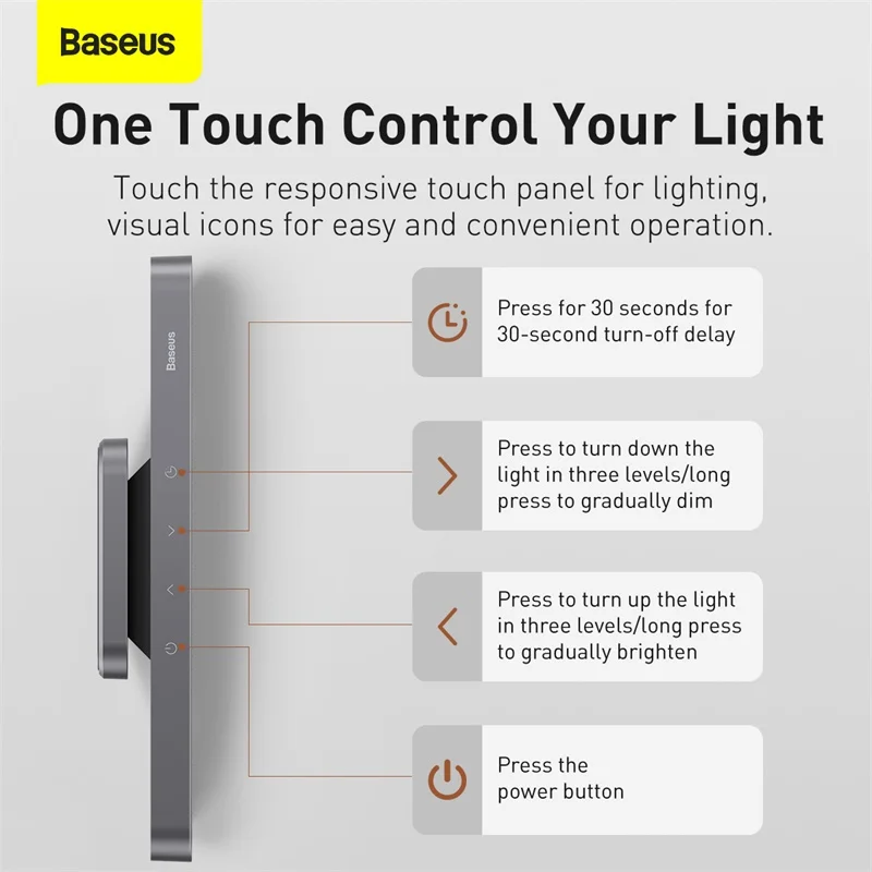 Baseus LED Table Lamp Magnetic Desk Lamp Hanging Wireless Touch Night Light for Study Reading Lamp Stepless Dimming USB Light 5