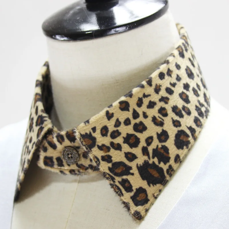 

Leopard Printed Fake Collar for Women Tie Vintage Detachable Collar Laple False Collar Blouse Top Clothes Accessories
