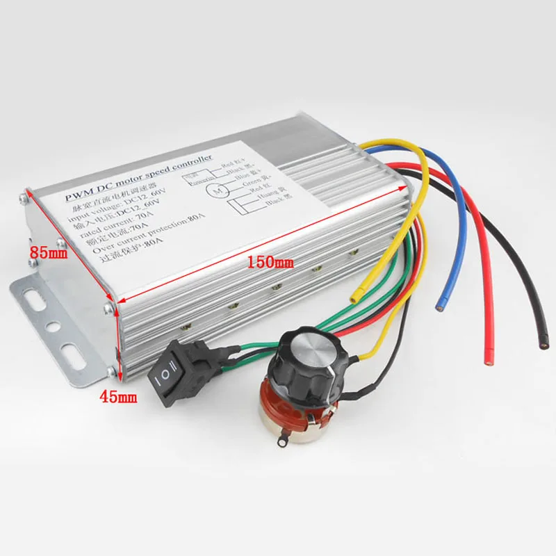 DC 12 V-48 V 70A 4000W DC мотор PWM регулятор скорости щетки управления lers 150x85x45mm