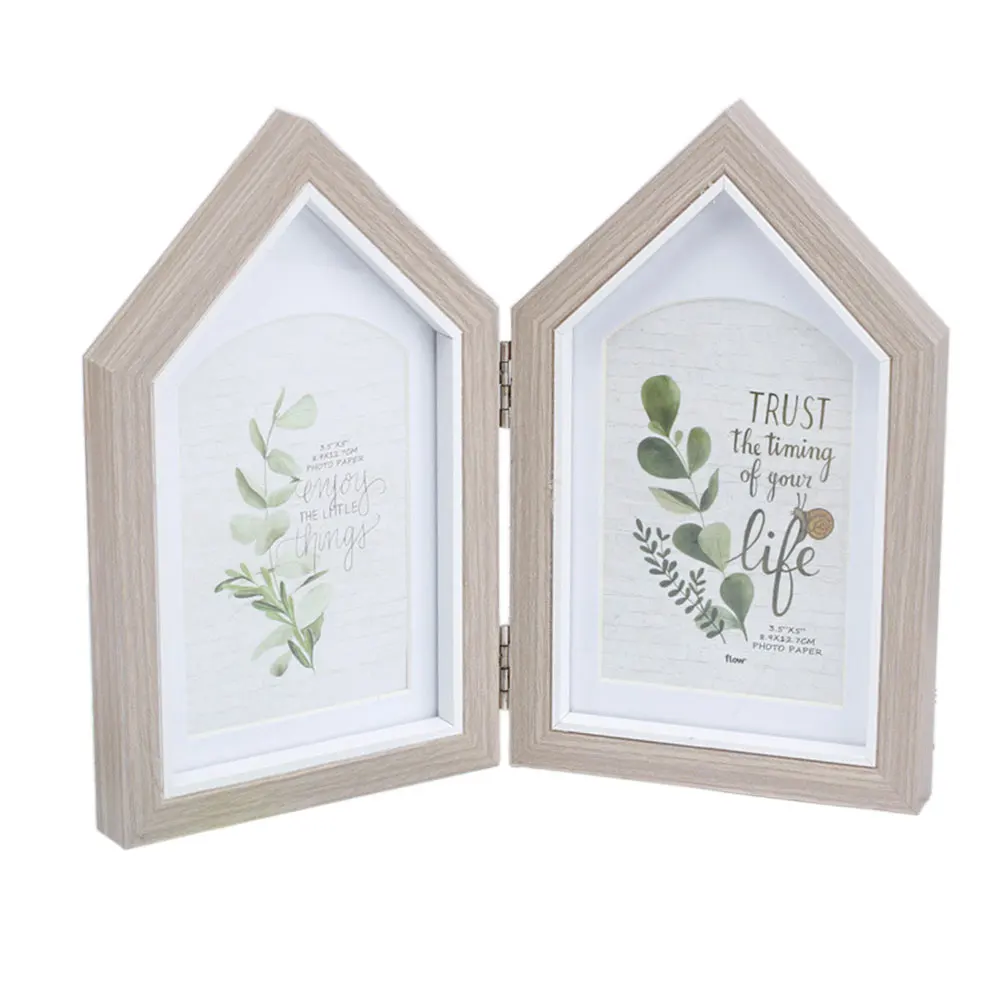Grey Gifts Office Tabletop Ornaments Baby Birthday Children Bedroom Wood Structure Photo Frame Pictures Crafts Decorations Foldable - Цвет: Grey