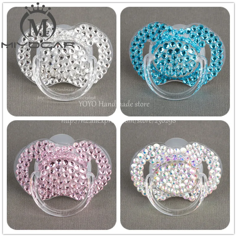 

BLING Special price 4 color shining bling crystal rhinestone Baby Pacifier/ Nipples /Dummy /cocka /chupeta &pacifier clips