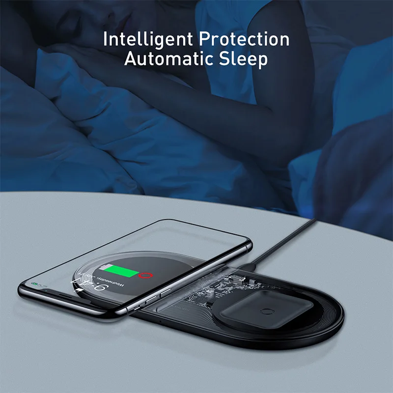 Baseus 20 Вт Быстрое Qi Беспроводное зарядное устройство для Airpods iPhone 11 Pro Двойной