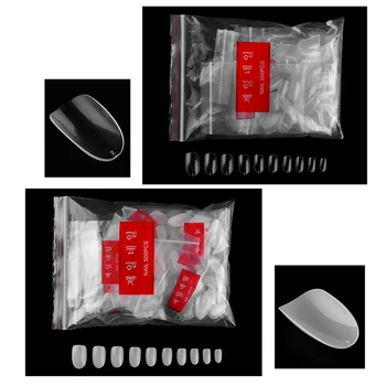 

500Pcs False Nail Art Tips Clear White Natural French False Acrylic Nail Tips UV Gel Flexible Size #0- #9 - Pack Tips Fake Nail