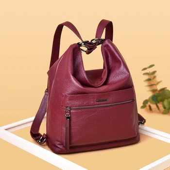 

Luxury Multifunctional Backpack Female Leather Large Capacity Women Backpack High Quality Designer Bags Women's Backpack Travel