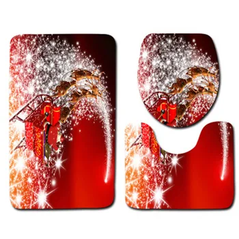 

Christmas Toilet Carpet 3-Pieces Combination Mats Santa Christmas Mat Dustproof Absorbent Non-slip YE-Hot