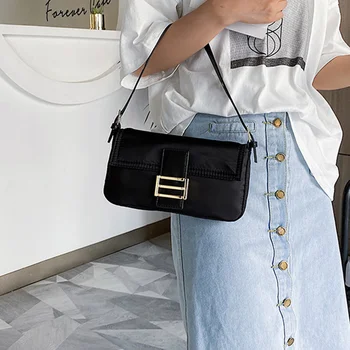 

Small Square Bag For Women Bag Black Temperament Simple Canvas Wear-resistant Handbag Casual Shoulder Bags Female Diagonal Bag