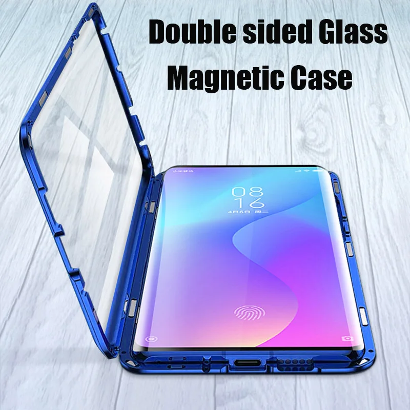 

Magnetic Adsorption Metal Glass Phone Case For Xiaomi Mi CC 9 8 SE 9T 6X A2 Redmi Note 7 K20 Pro 7A CC9 Double Side Magnet Cover