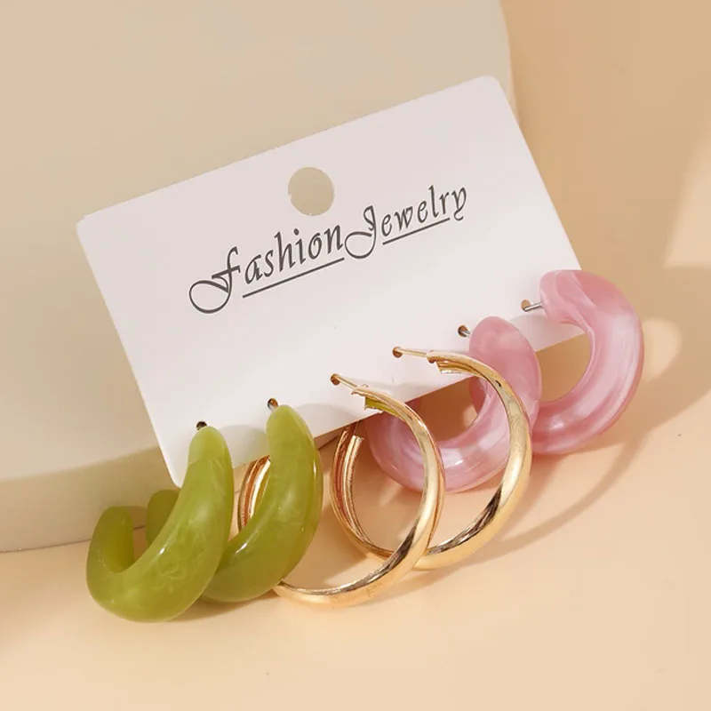 Fashion Mixed Resin Pearl Hoop Earrings Set 2024 New Style for Women Minimalist Flower Heart Butterfly Cross Geometric Earrings