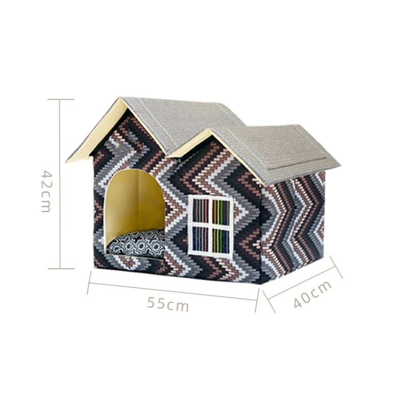 Removable Dog Beds Double House For Small Medium Large Dogs Cushion House Kennel Nest Luxury Pet Products 55 x 40 x 42 cm