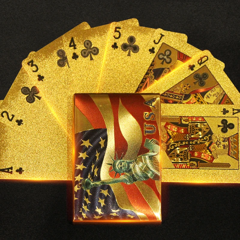 Hot Sale USA Statue of Liberty Package Gold Foil Poker Scrub Smooth Texas Baccarat Board Table Game Playing Card Gift | Спорт и