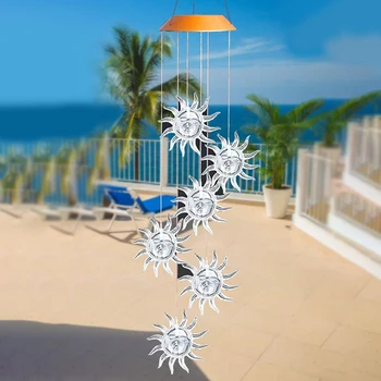 

Solar Powered Color Changing Waterproof Plastic Garden Wind Chime Light Hanging Lamp Led Mobile Spiral Portable Decorative