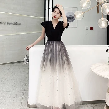 

Women Long Qipao Exquisite Ruffles Cheongsam Oversize 3XL Sexy Slim Evening Party Dress Elegant V-neck Vestidos De Festa