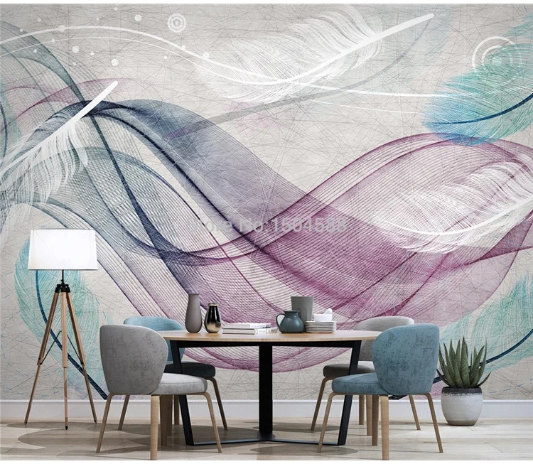 Modern Abstract Art Wallpaper 3D Colorful Feather Line Murals Living Room TV Sofa Background Wall Decor Papel De Parede Frescoes