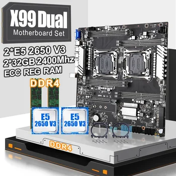 

JINGSHA X99 dual motherboard set with 2pcs XEON E5 2650V3 Processor and 2*32gb ddr4 2400mhz ecc reg ram