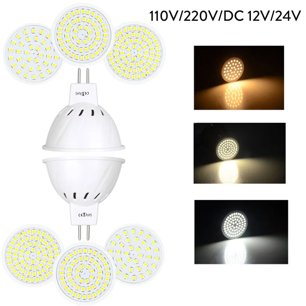 

10pcs/Lot LED MR16 Spot light Bulb 36 54 72LEDs 3W 5W 7W Corn Lamp Spotlight Bombillas LED Lampara AC 110V 220V DC 12V 24V