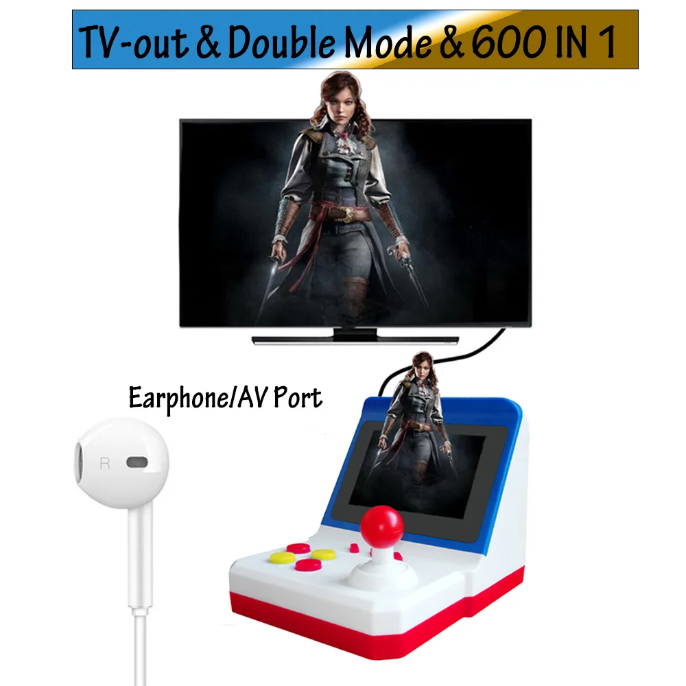 

3 Inch Mini Arcade Game Console for FC Portable 8 Bit Handheld Video Game Player Consoles Built-in 600 Games Double Mode Gift
