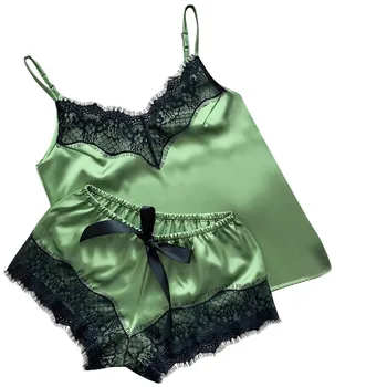 

JAYCOSIN Delicate New Satin Silk Lace Pajamas Bow Nightdress Lingerie Women Underwear Sleepwear Satin Comfortable Lingerie