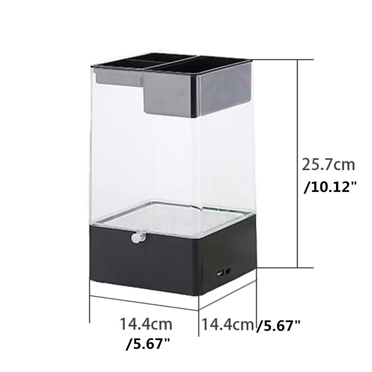 

New Black/White Fish Tank With LED Light USB Mini Square Fish Tank Aquarium Ecological Acrylic Fish Box Office Desktop Fish bowl
